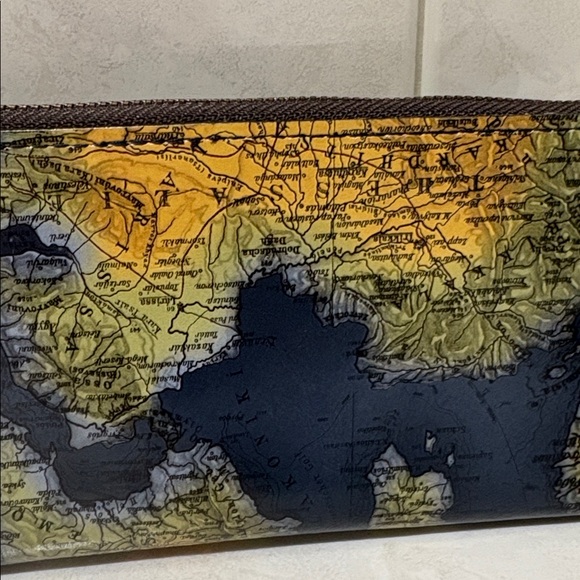 Patricia Nash Prassa Continental Leather Wallet in Greek Map Print - Picture 3 of 11